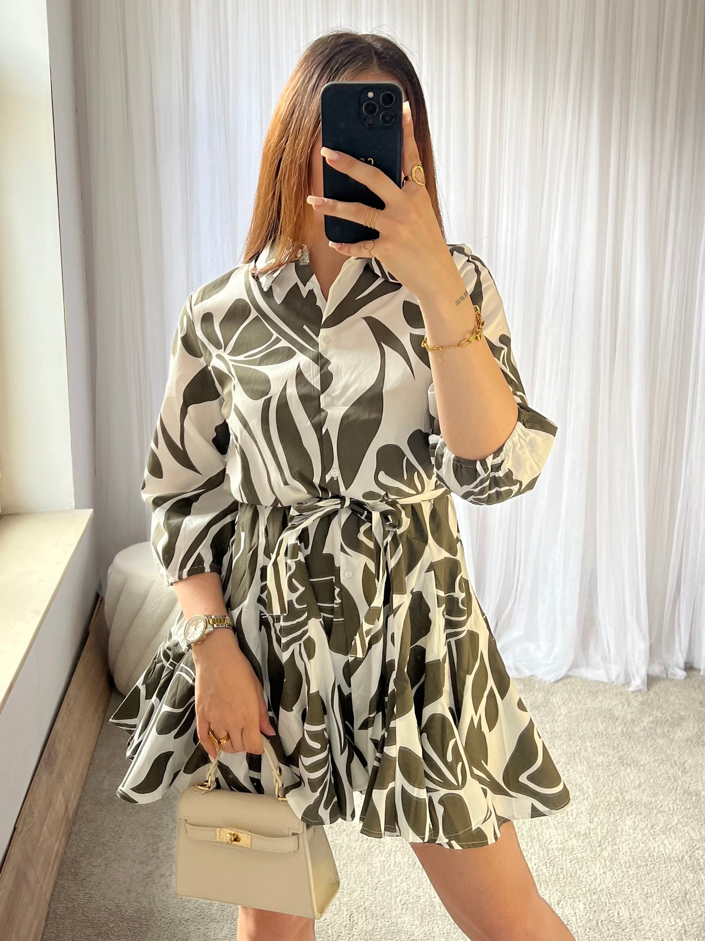 Alina jurk wit khaki