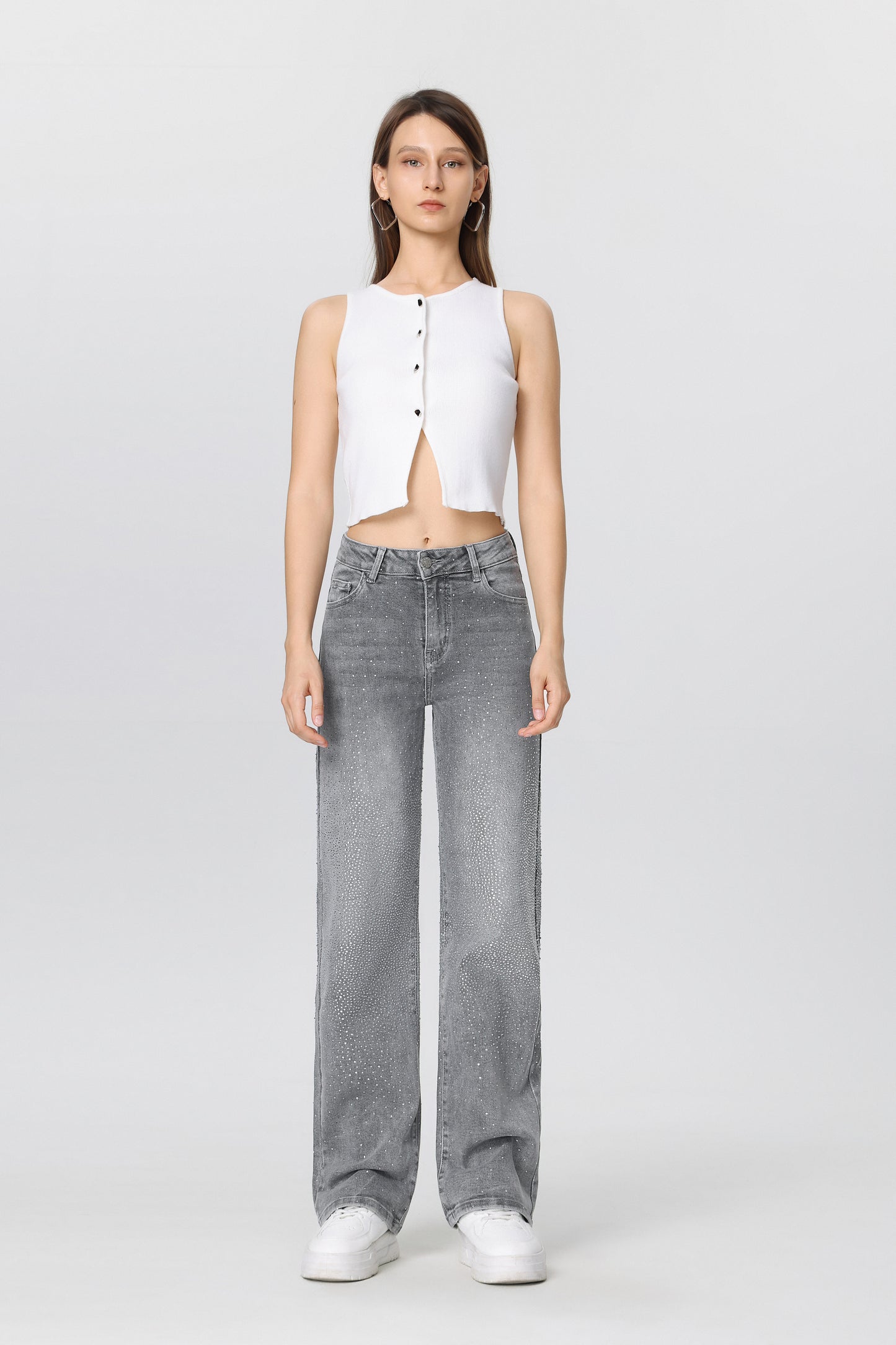 Wide leg jeans grey diamond