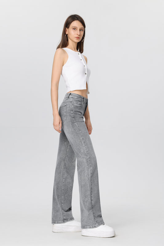 Wide leg jeans grey diamond