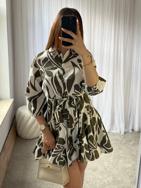 Alina jurk wit khaki