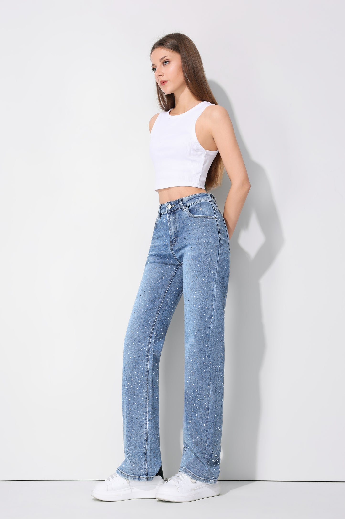 Straight fit full lenght diamond jeans