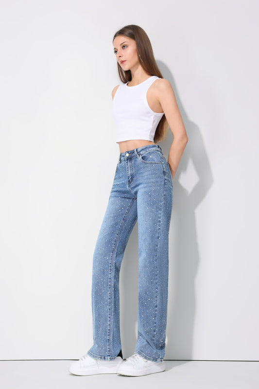 Straight fit full lenght diamond jeans