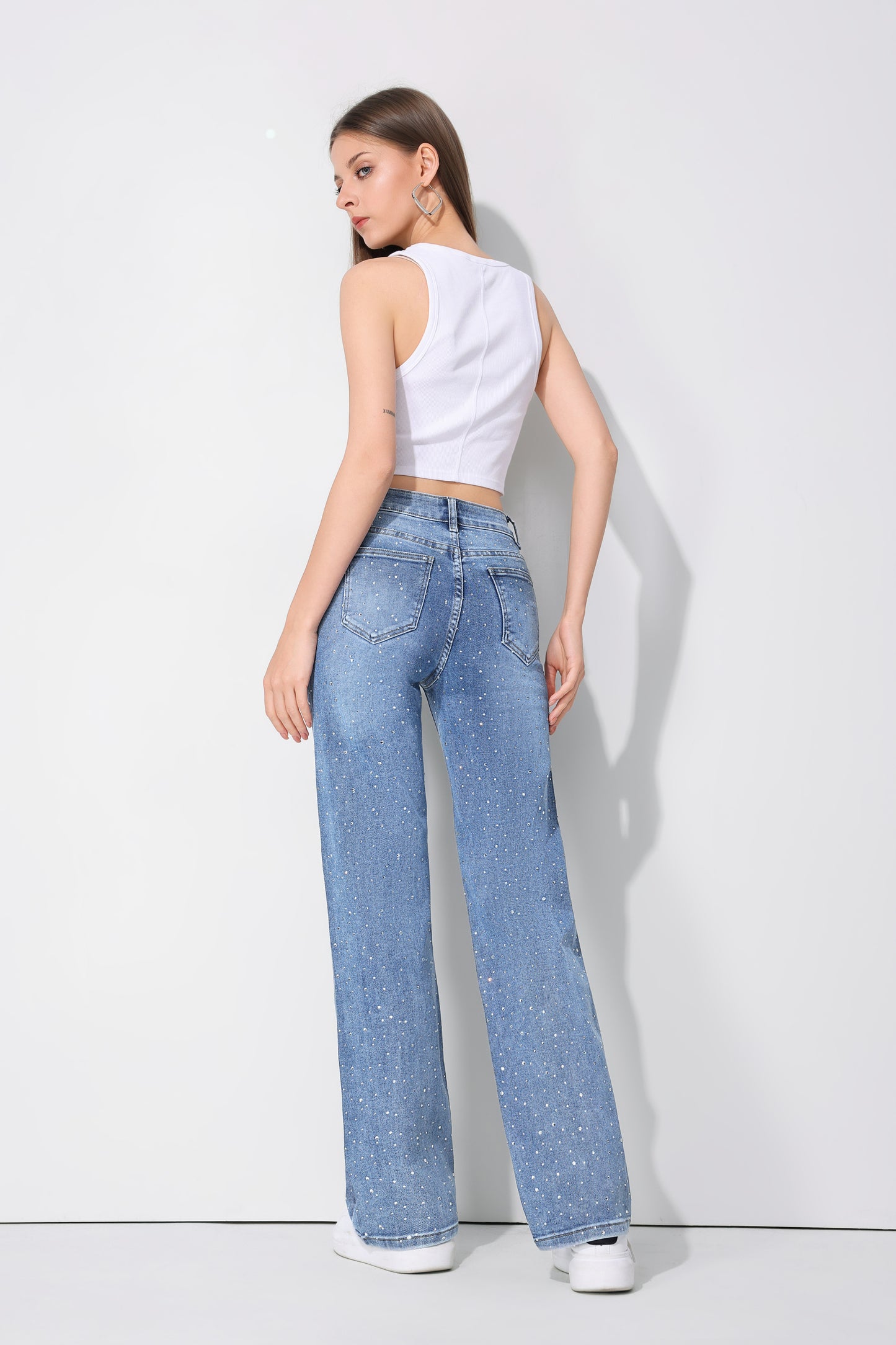 Straight fit full lenght diamond jeans