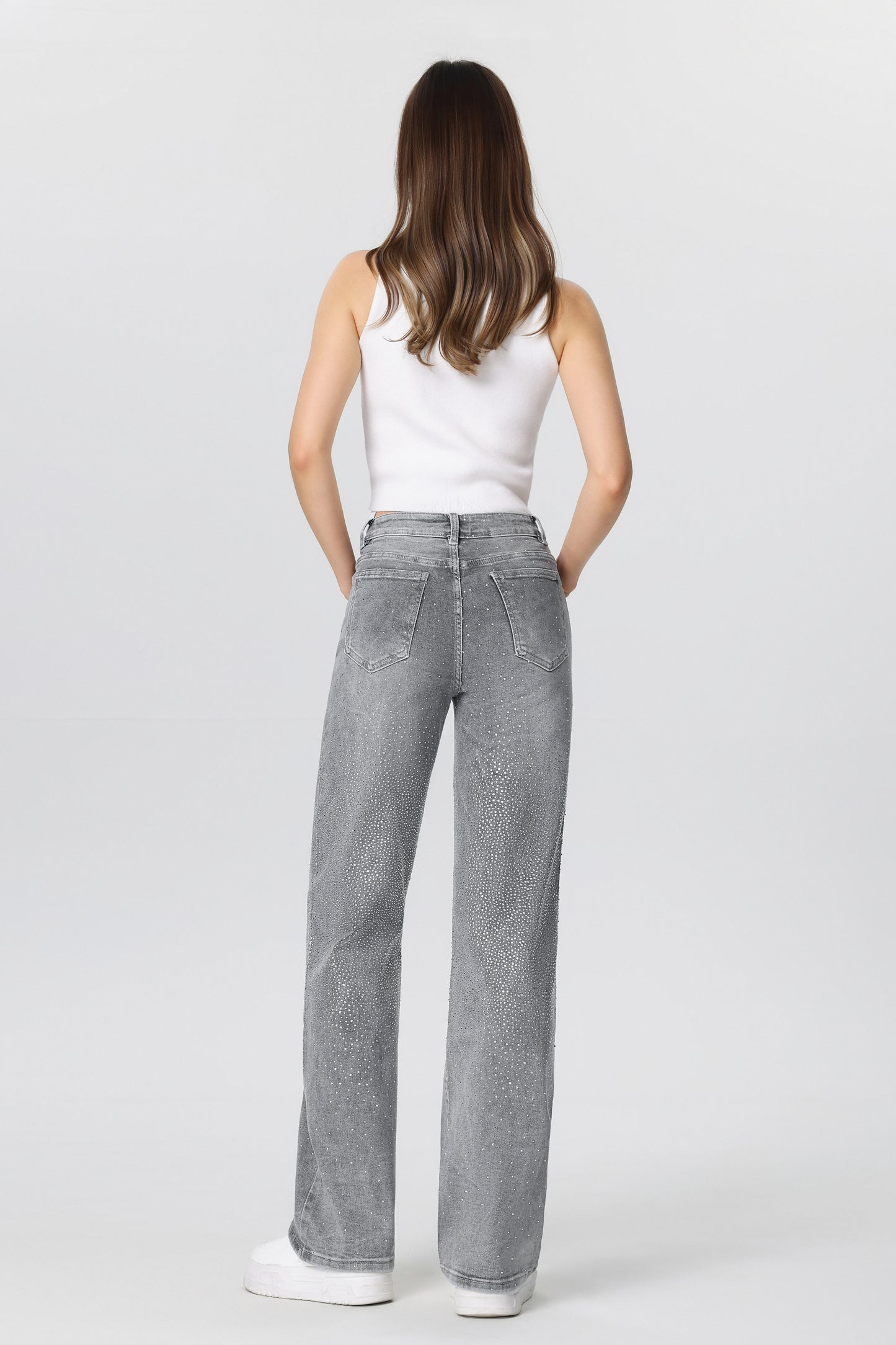 Wide leg jeans grey diamond