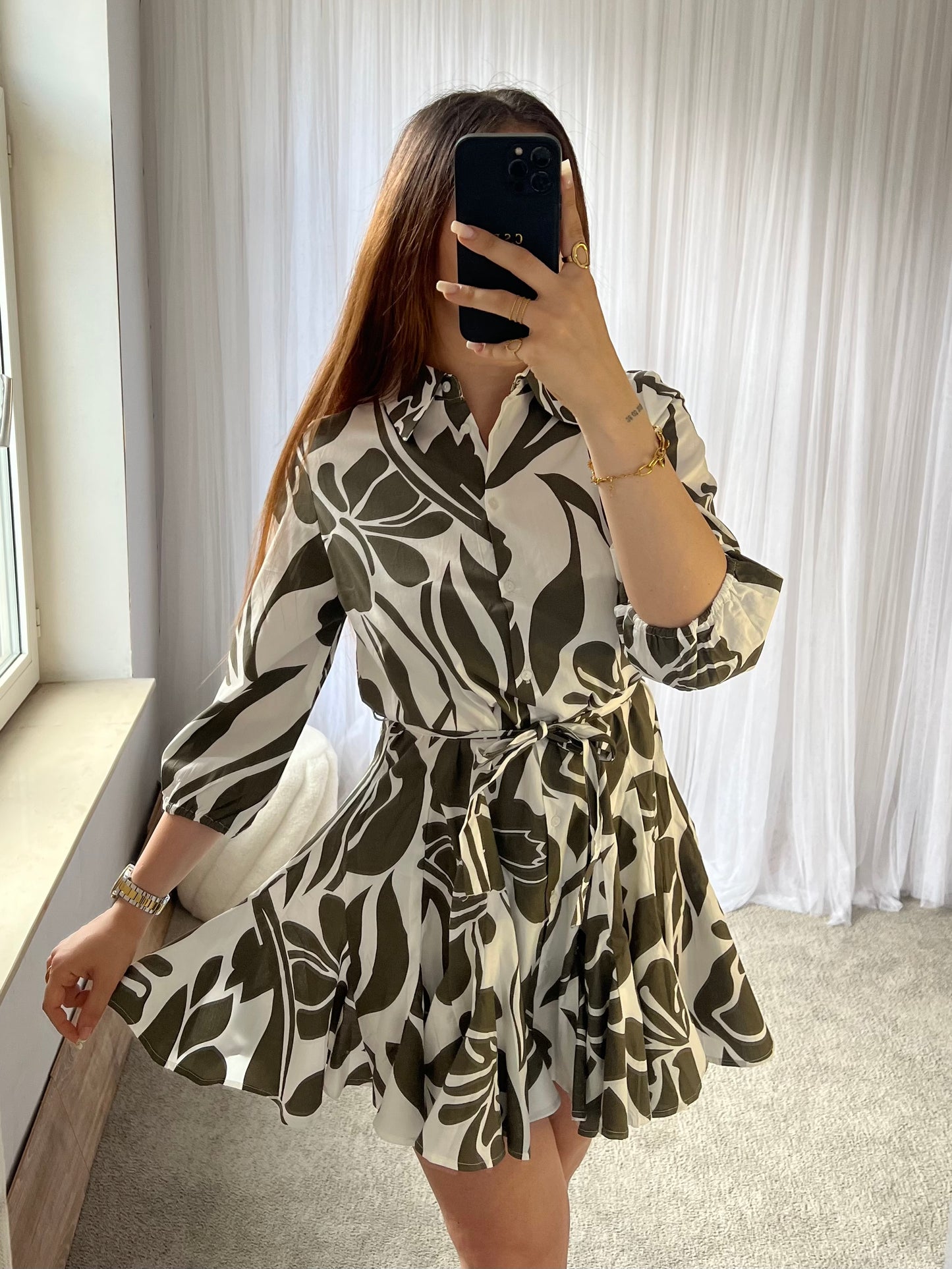 Alina jurk wit khaki