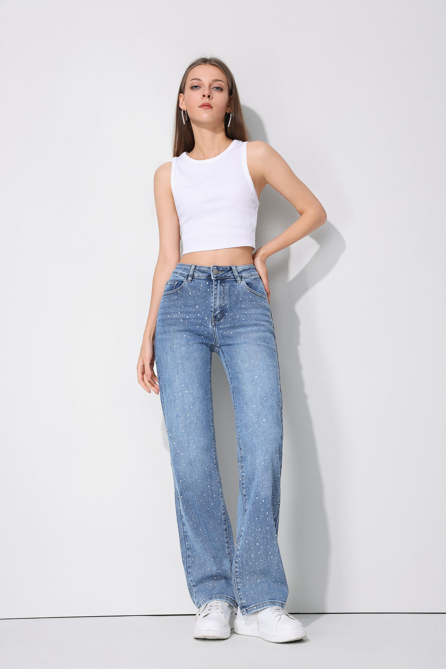 Straight fit full lenght diamond jeans